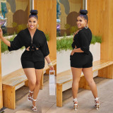 Fashion Women's Solid Color Shorts Half-Sleeve Rompers