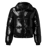 Women'S Fall Winter Shiny Color Long Sleeve Shot Puffer Jacket Down Coat