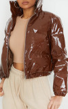 Women'S Fall Winter Shiny Color Long Sleeve Shot Puffer Jacket Down Coat