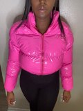 Women'S Fall Winter Shiny Color Long Sleeve Shot Puffer Jacket Down Coat