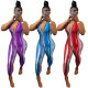 Women'S Summer Print Sleeveless Zip Slim Fit Sexy One Piece Jumpsuit
