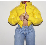 Women'S Fall Winter Shiny Color Long Sleeve Shot Puffer Jacket Down Coat