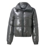 Women'S Fall Winter Shiny Color Long Sleeve Shot Puffer Jacket Down Coat