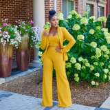 Women'S Solid Long Sleeve Blazer And Pants Three-Piece Suits