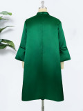 Plus Size WomenRound Neck Bell Bottom Dress