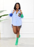 Fall/Winter Style Patchwork Embroidered Appliqued Front Short Back Long Blouse