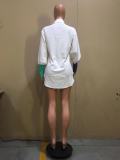 Fall/Winter Style Patchwork Embroidered Appliqued Front Short Back Long Blouse