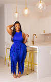Women's Solid Color Tassel Two Piece Suit