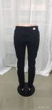 Women Spring Black Straight High Waist Solid Ripped Full Length Skinny Jeans Pants