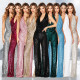 Women Summer Sleeveless Halter Neck Sequin Jumpsuit