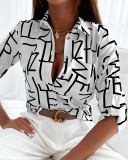 Women's Spring Autumn Tops Long Sleeve Shirts Printed Blouse Women