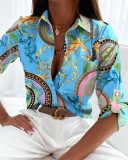 Women's Spring Autumn Tops Long Sleeve Shirts Printed Blouse Women
