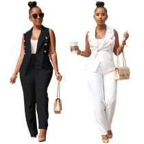 Women's Office Two Piece Vest Blazer and Pants Career Suit Summer Women's Office Two Piece Vest Blazer and Pants Career Suit Summer