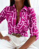 Women's Spring Autumn Tops Long Sleeve Shirts Printed Blouse Women