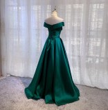 Off Shoulder Satin Slim Fit Formal Party Evening Dress