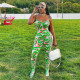 Spring/Summer Women'S Fashion Print Low Back Sling High Waist Tight Fitting Jumpsuit