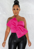 Women'S Sexy Wrap Chest Bow Solid Color Strapless Tank Top