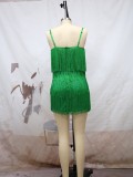Women Sexy Sling Mini Fringe Dress