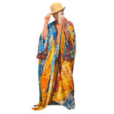 Women Casual Long Sleeve Print Robe