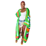 Women Casual Long Sleeve Print Robe