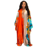 Women Casual Long Sleeve Print Robe