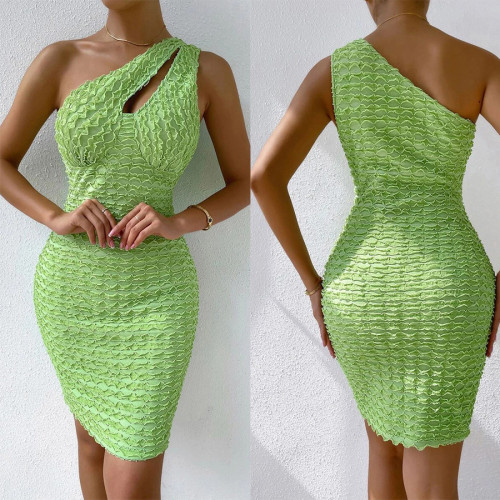 Womens Sexy Slash Shoulder Bodycon Dress
