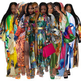 Women Casual Long Sleeve Print Robe