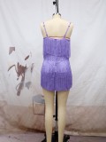 Women Sexy Sling Mini Fringe Dress
