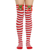Christmas socks ball socks over the knee socks women's long tube festival Christmas striped stockings