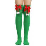 Christmas socks ball socks over the knee socks women's long tube festival Christmas striped stockings