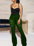 Women's Classic High Waist Slim Cropped Ripped Trousers Women's Pull Up Pants