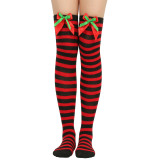 Christmas socks ball socks over the knee socks women's long tube festival Christmas striped stockings