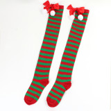 Christmas socks ball socks over the knee socks women's long tube festival Christmas striped stockings