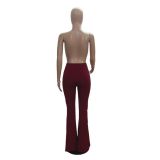 Women's Classic High Waist Slim Cropped Ripped Trousers Women's Pull Up Pants
