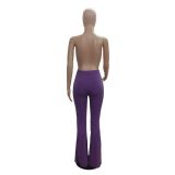 Women's Classic High Waist Slim Cropped Ripped Trousers Women's Pull Up Pants