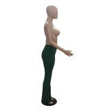 Women's Classic High Waist Slim Cropped Ripped Trousers Women's Pull Up Pants