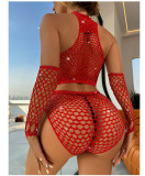 Sexy Uniform Temptation Beaded Sexy Net Clothes Four-Piece Set