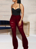 Women's Classic High Waist Slim Cropped Ripped Trousers Women's Pull Up Pants