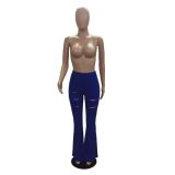 Women's Classic High Waist Slim Cropped Ripped Trousers Women's Pull Up Pants
