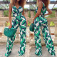 Summer Women'S Fashion Casual Print Sleeveless V-Neck Long Jumpsuit