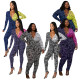 Autumn Colorblocking Letter Fashion Nightclub Sexy One Piece Wrap Long Sleeve Jumpsuit
