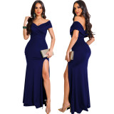 Women Sexy V-Neck Sleeveless Slit Long Dress