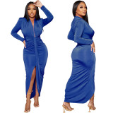 Women Sexy Deep V Neck Belt Slit Dress