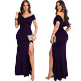 Women Sexy V-Neck Sleeveless Slit Long Dress