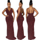 Women Sexy Deep V Neck Sleeveless Evening Dress