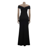 Women Sexy V-Neck Sleeveless Slit Long Dress