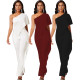 Women Sexy One Shoulder Short Sleeve Jumpsuit