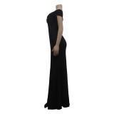 Women Sexy V-Neck Sleeveless Slit Long Dress