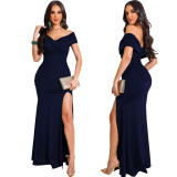 Women Sexy V-Neck Sleeveless Slit Long Dress