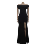 Women Sexy V-Neck Sleeveless Slit Long Dress